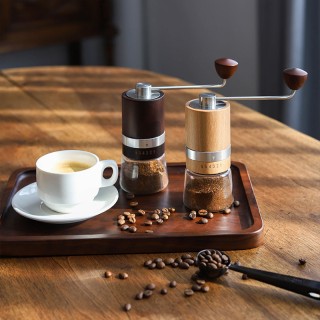 Wooden adjustable manual coffee bean grinder