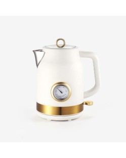 Retro-style electric kettle with thermometer