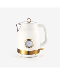 Retro-style electric kettle with thermometer