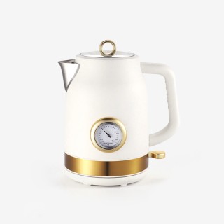 Retro-style electric kettle with thermometer