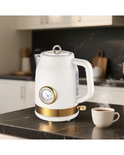 Retro-style electric kettle with thermometer