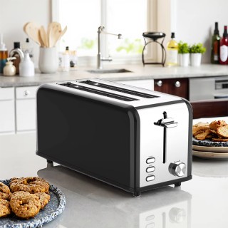 Modern stainless steel 4-slice toaster