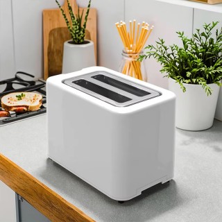 White automatic electric 2-slice toaster